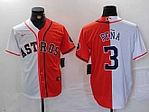 Men's Houston Astros #3 Jeremy Pena White Orange Split Stitched Baseball Jersey Dzhi,baseball caps,new era cap wholesale,wholesale hats